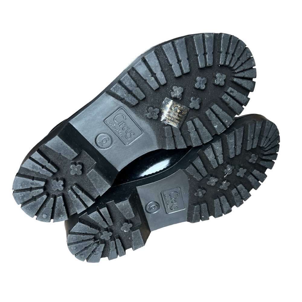 Sam Edelman Circus Black Shiny Rubber Lace Up Combat Boots, Size 6 - Picture 7 of 10